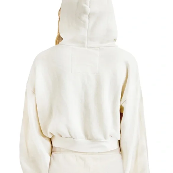 Aviator Nation SUNSET PATCH RELAXED CROPPED ZIP HOODIE - VINTAGE WHITE - Picture 2 of 2